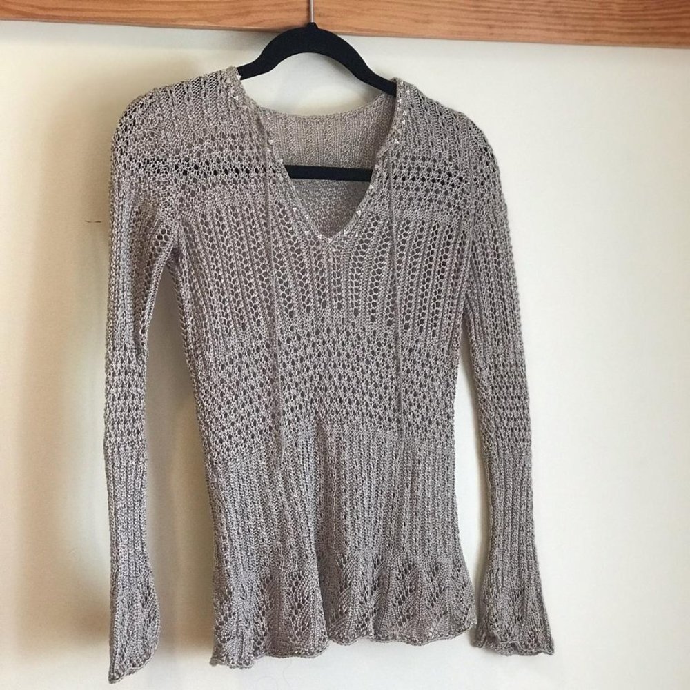 Bronze Crochet Beaded Long Sleeve Shirt